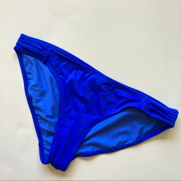 OP  Bikini Bottoms Hipster Ruched sides, Blue sz L - Picture 5 of 5